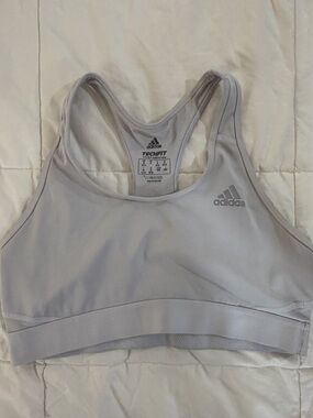 Adidas Light Gray Racerback Sports Bra with Techfit Logo